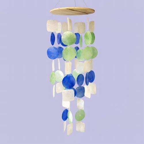 Blue Green White 41 Inches Large Capiz Shells Wind Chimes