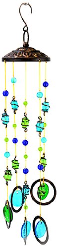 Red Carpet Studios Glass Mobile Wind Chime, Lime and Turquoise Circles