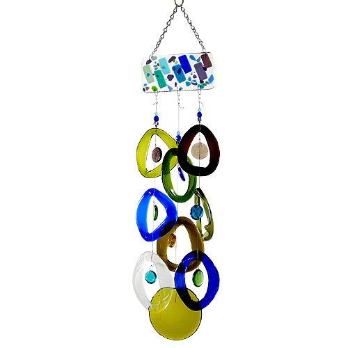 American Made Recycled Glass Bottle Wind Chime : Mountain Rain