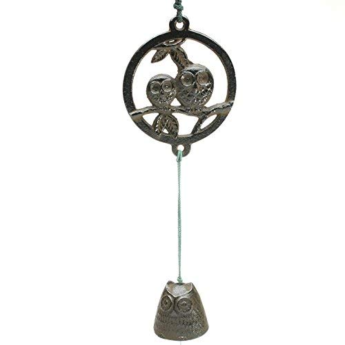 Kotobuki Iron Japanese Wind Chime, Brown Owl Couple