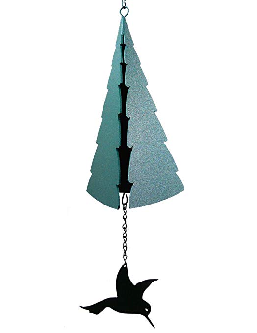 Modern Artisans Forest Bell: American-Made Large 3-Tone Garden Wind Bell with Hummingbird Wind Catcher