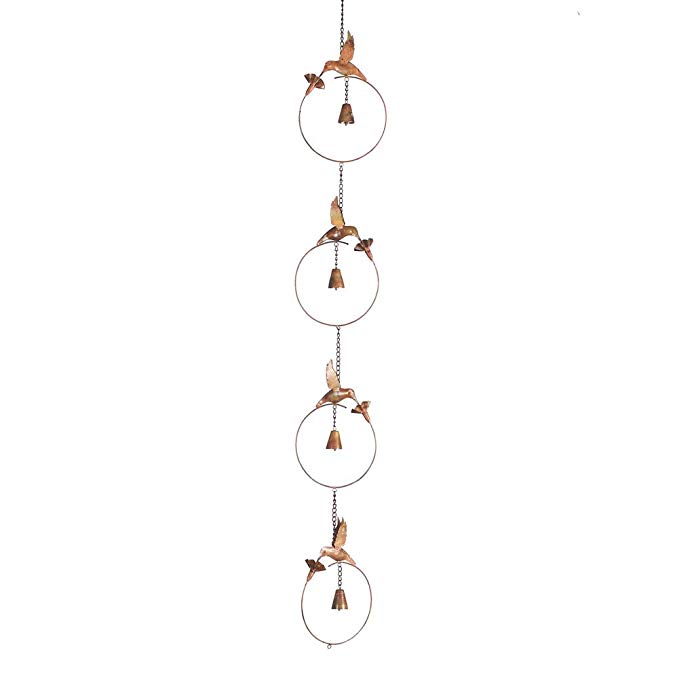 Ancient Graffiti Hummingbirds Outdoor Garden Chain - Wind Chime Bells - Hangs 58