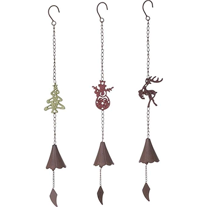 Rustic Metal Christmas Bell Wind Chime Hanging Holiday Transpac Y0857 (Set of 3 (one of each shown))