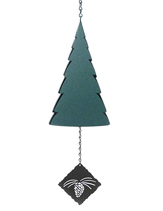 Forest Bell: American Made Large 3-Tone Outdoor Wind Bell with Pine Cone Wind Catcher