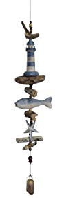 Cohasset 587WB Lighthouse with Fish and Star Bell, White Washed Blue