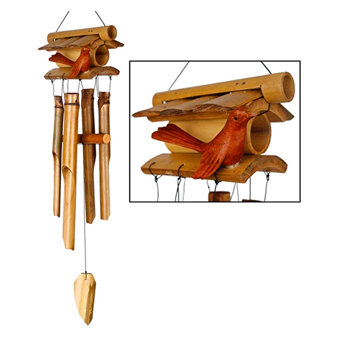 Woodstock Home Tweet Home Red Bird Bamboo Wind Chime Outdoor Windchimes CHOME