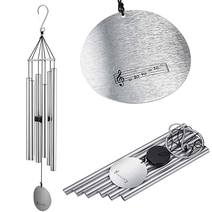 Anewgift Large Wind Chimes Outdoor for Patio and Terrace, Best Metal Windchime Outdoor and Home Decoration (36'',Silver)