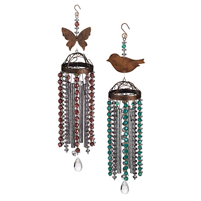 Grasslands Road Beaded Wind Chime Assortment, 20-Inch, Bird and Butterfly