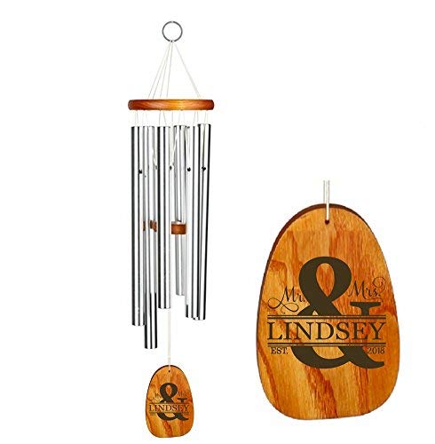 SS Personalization Engraved Mr & Mrs Wind Chime | Custom Wedding or Anniversary Gift