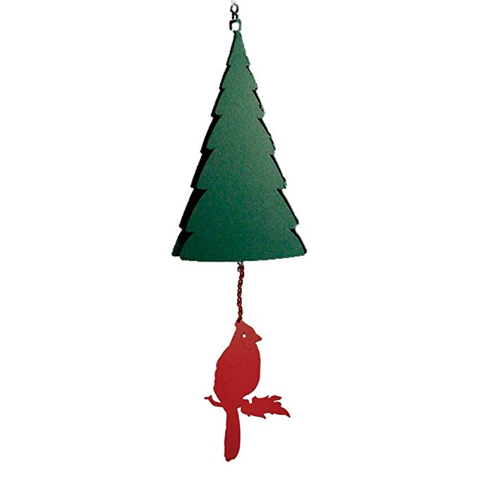 Wilderness Bell: Mt Katahdin Pine Tree Wind Bell with Red Cardinal Wind Catcher