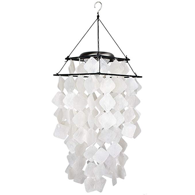 Woodstock Capiz Solar Chime- White Diamonds- Asli Arts Collection