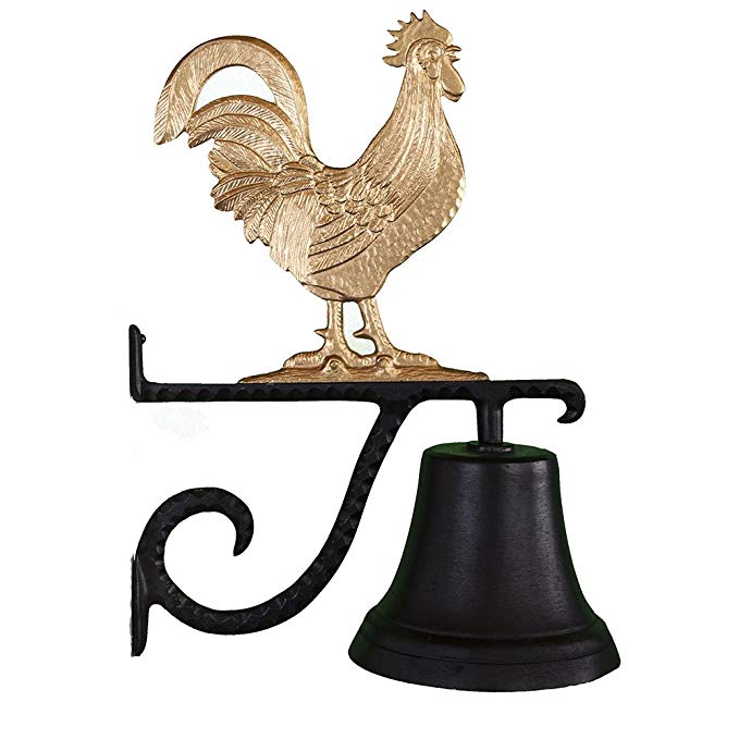 Montague Metal Products Cast Bell with Gold Rooster